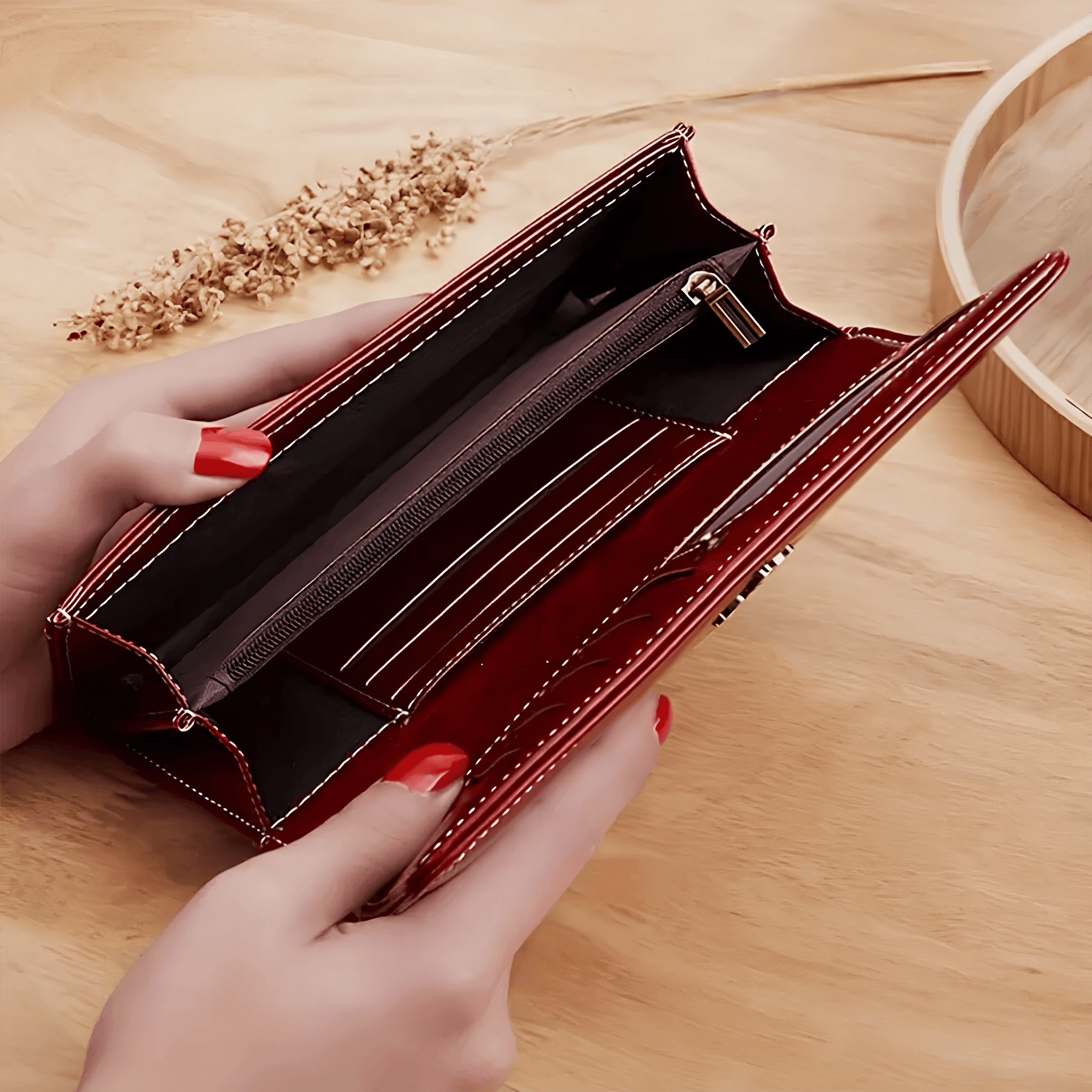 Cartera larga de cuero modelo europeo para mujer - Lunara
