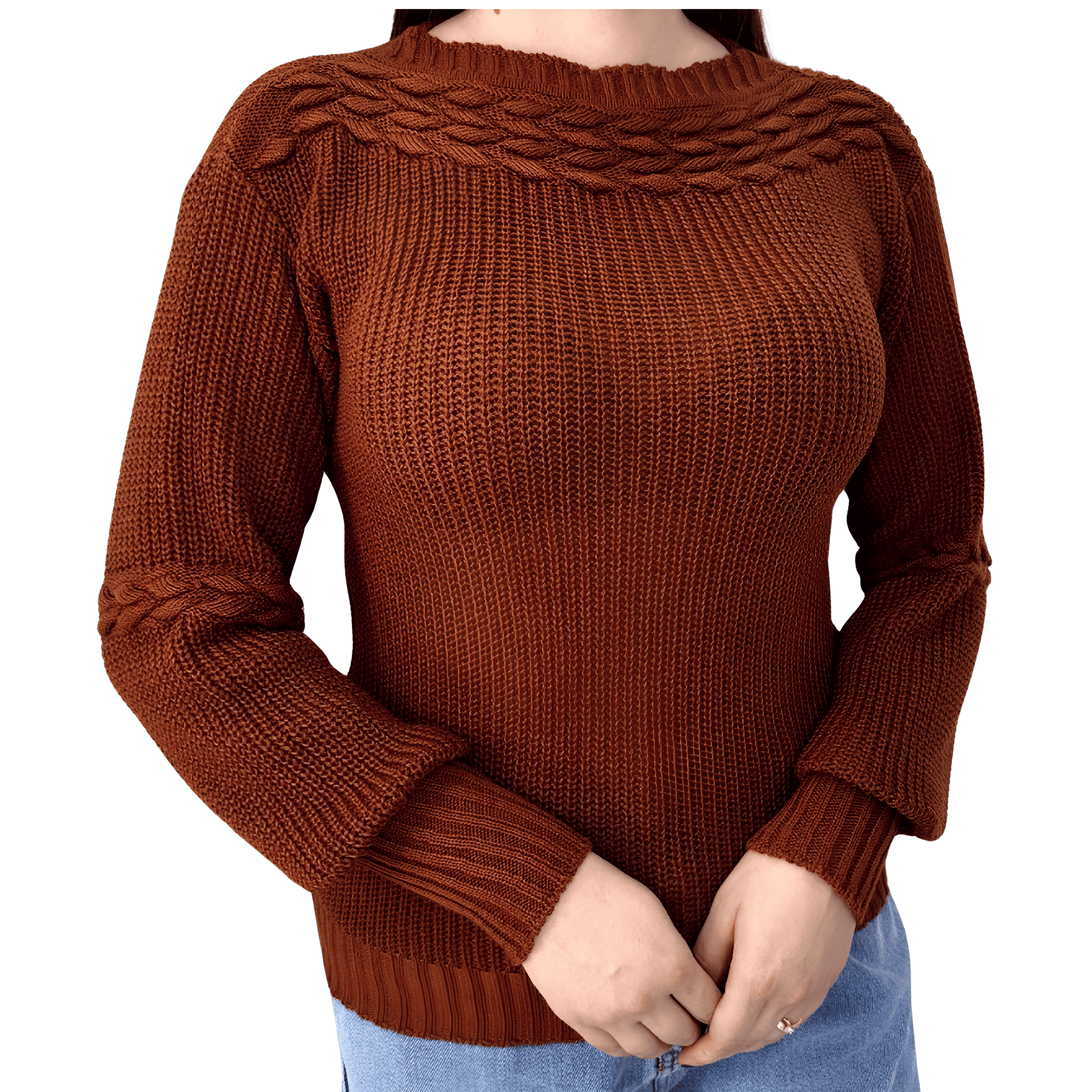 Suéter de punto chocolate para mujer - Lunara
