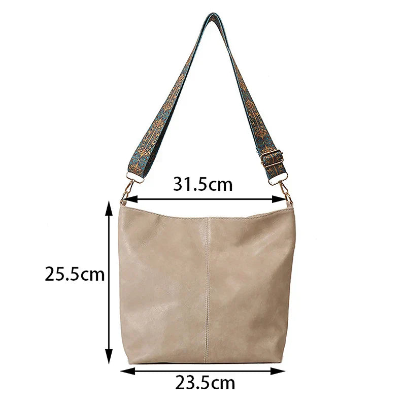 Bolso bandolera de cuero carmesí para mujer - Lunara
