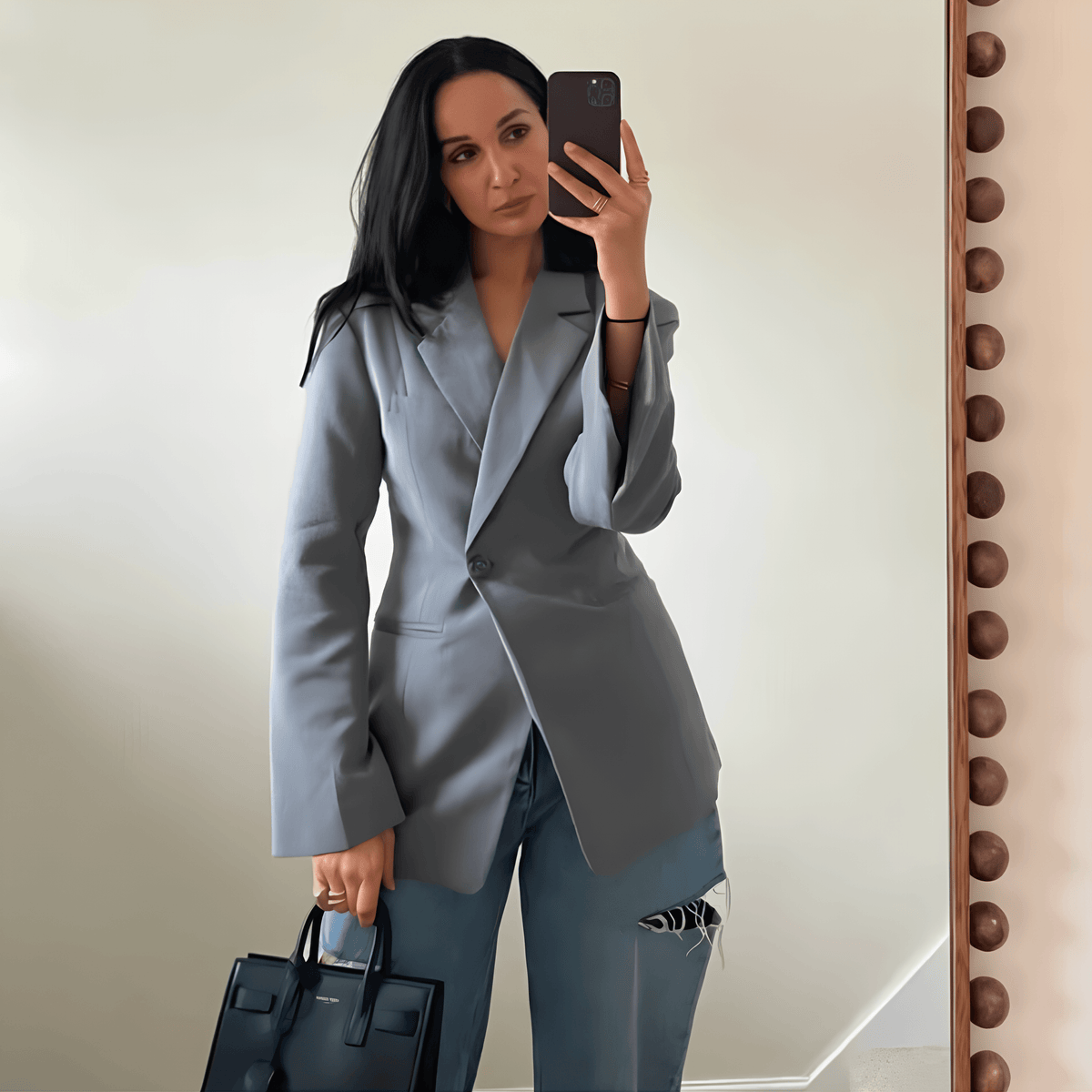 Blazer femenino gris entallado - Lunara
