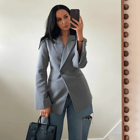 Blazer femenino gris entallado - Lunara