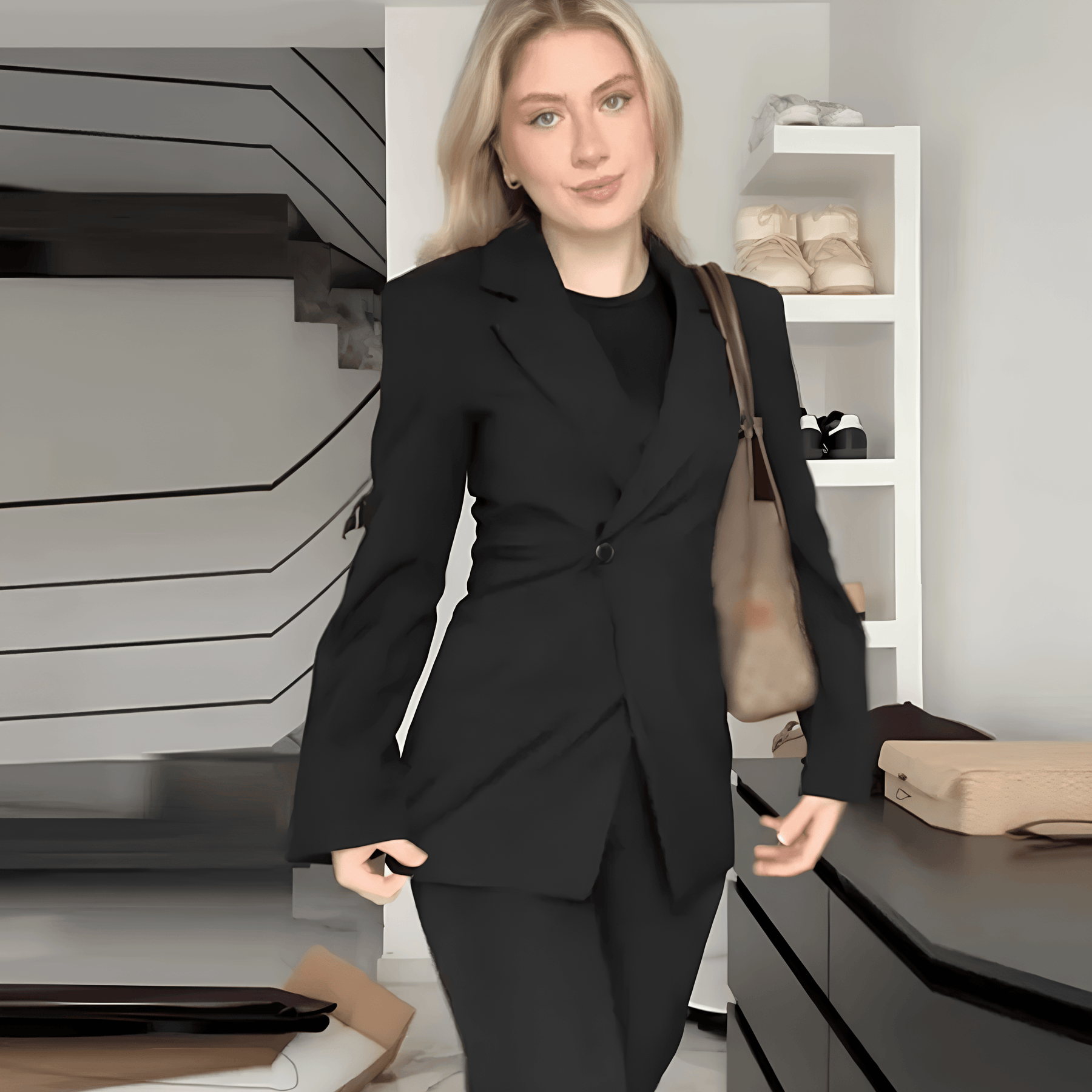 Blazer femenino gris entallado - Lunara