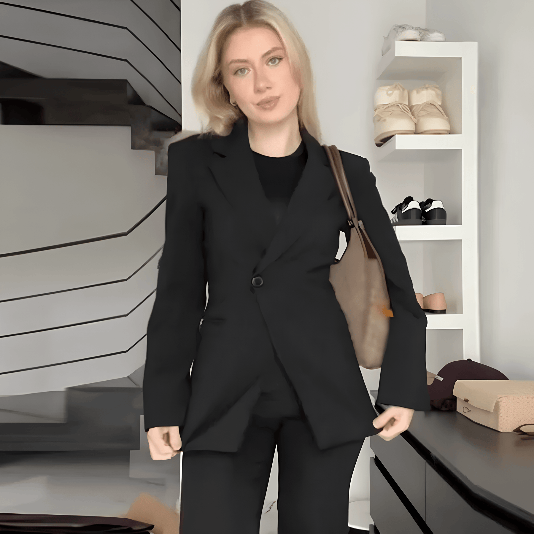 Blazer femenino gris entallado - Lunara