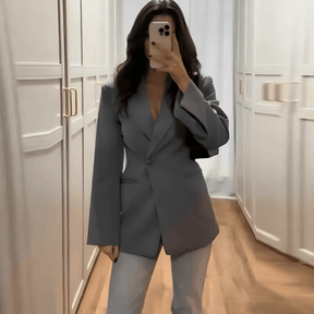 Blazer femenino gris entallado - Lunara