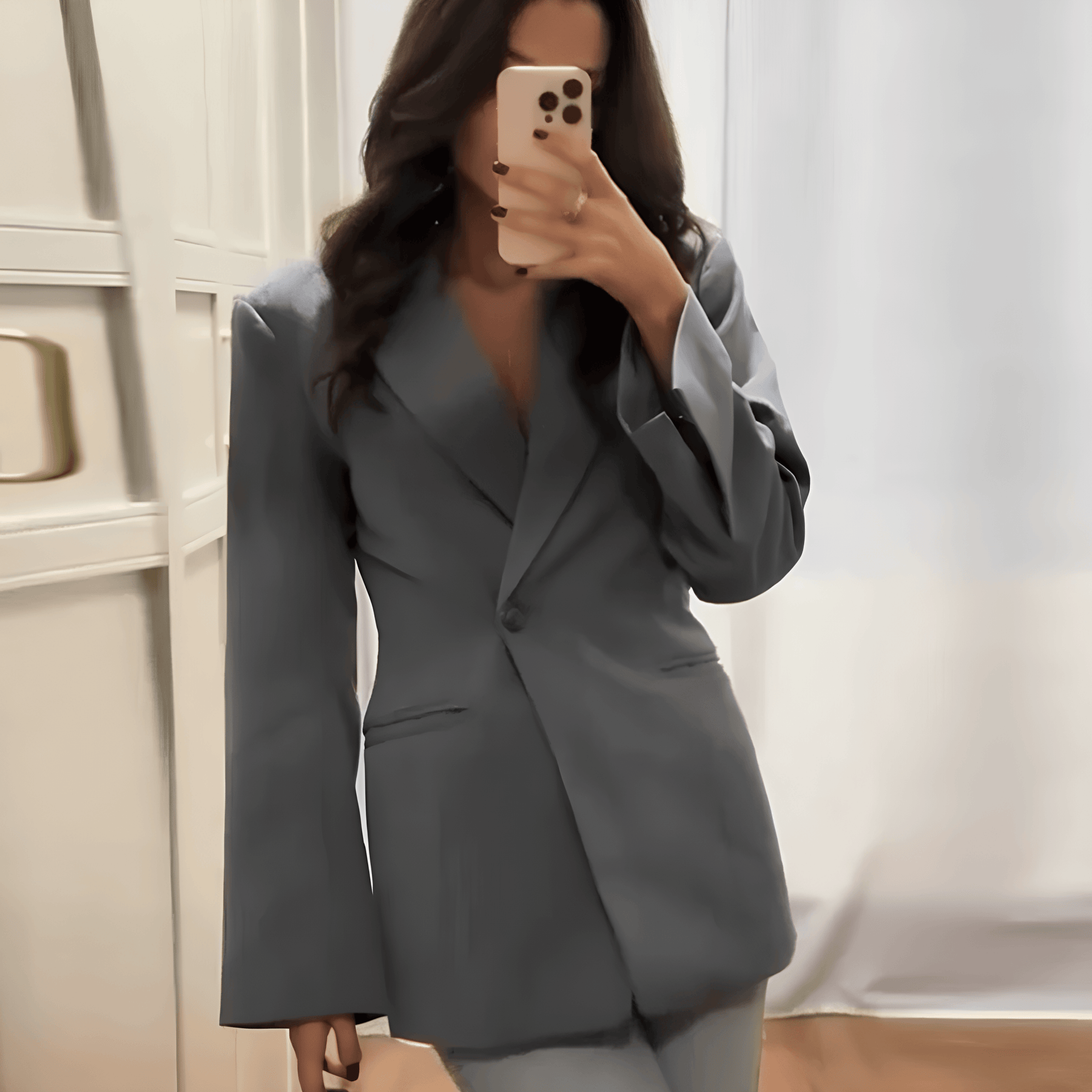 Blazer femenino gris entallado - Lunara