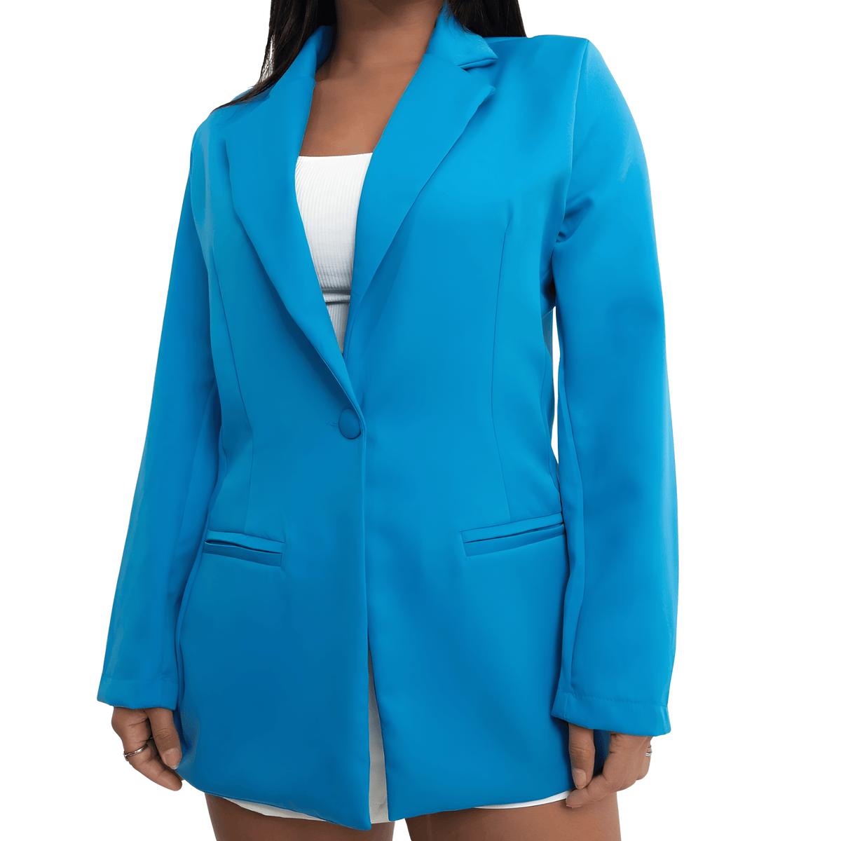 Blazer femenino azul entallado - Lunara
