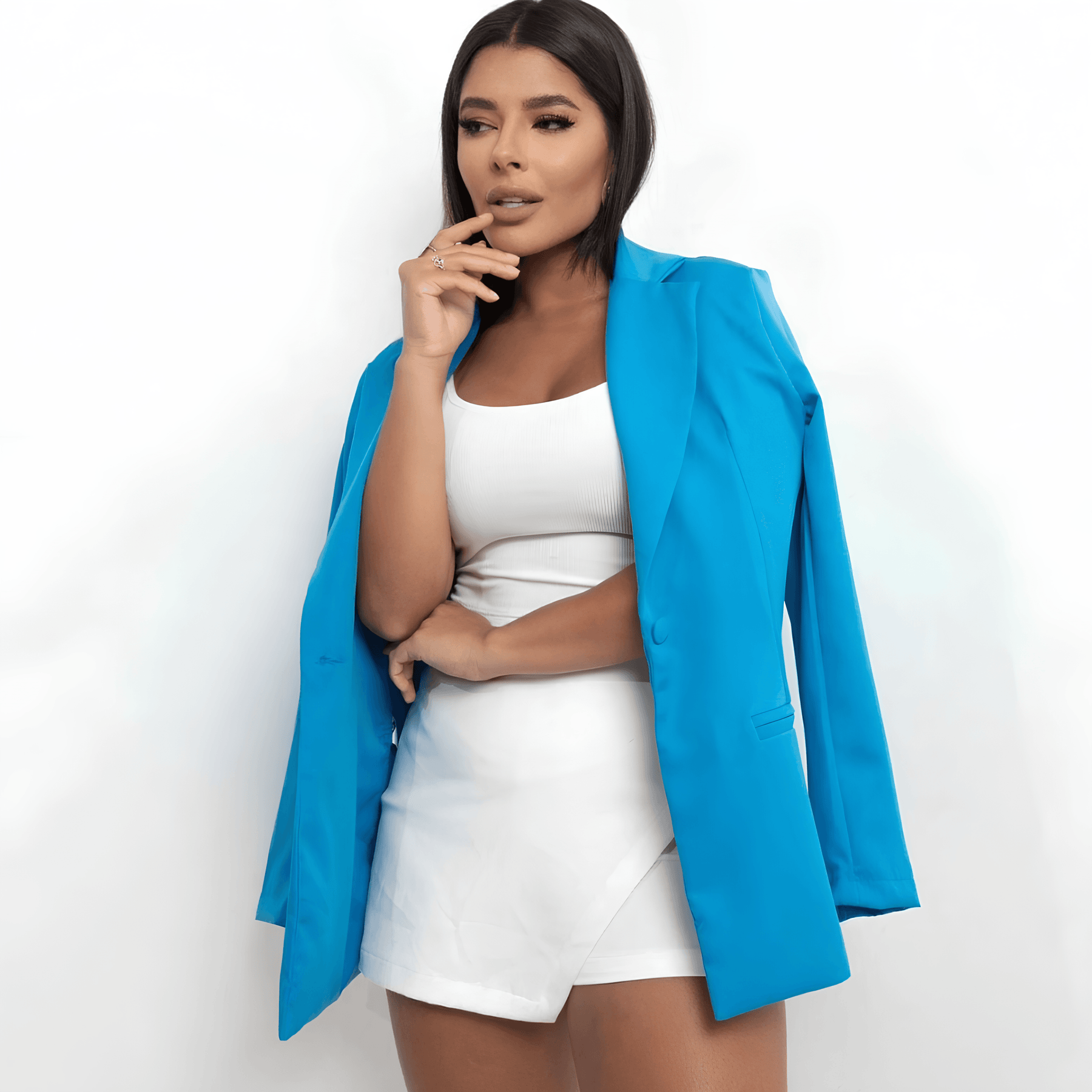 Blazer femenino azul entallado - Lunara