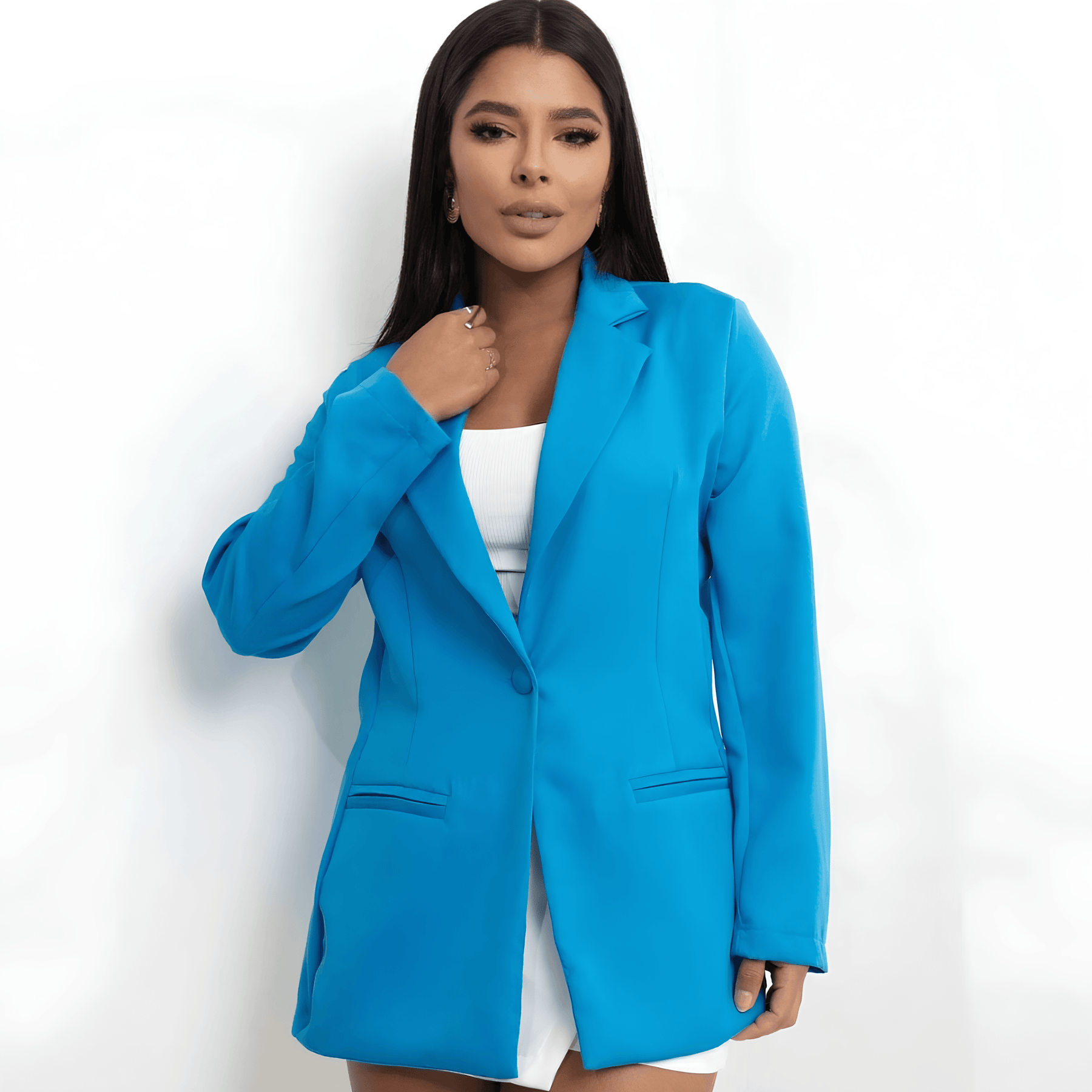 Blazer femenino azul entallado - Lunara