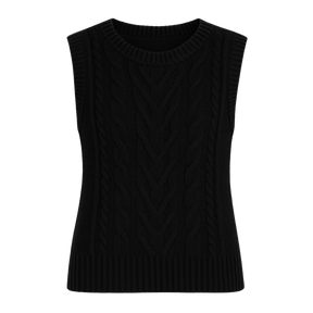 Suéter chaleco de punto negro para mujer - Lunara
