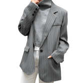 Blazer casual gris a rayas para mujer - Lunara