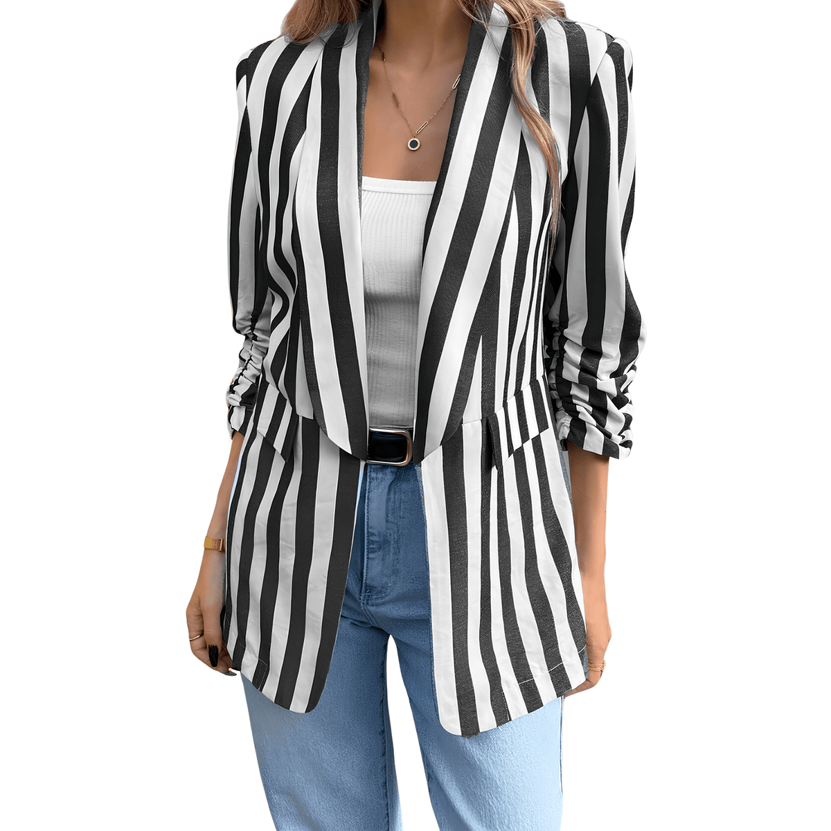 Blazer casual para mujer en blanco y negro - Lunara