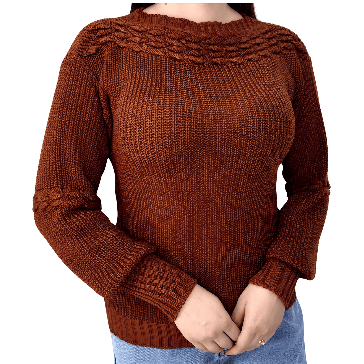 Suéter de punto chocolate para mujer - Lunara