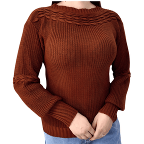 Suéter de punto chocolate para mujer - Lunara