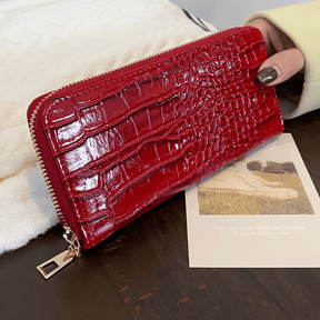 Cartera de cuero modelo cocodrilo para mujer - Lunara