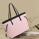 Bolso de Mano a Rayas Rosas – Estilo Moderno y Gran Capacidad by Lunara Boutique