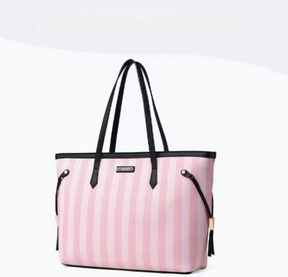 Bolso de Mano a Rayas Rosas – Estilo Moderno y Gran Capacidad by Lunara Boutique